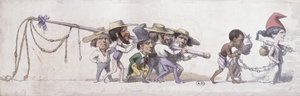 Karikatur, die Frankreich als Sklavenhändler seiner Kolonien darstellt, ca. 1845-48 von French School