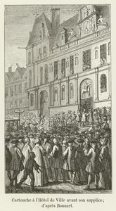 Cartouche im Hotel de Ville vor seiner Hinrichtung; nach Bonnart von French School