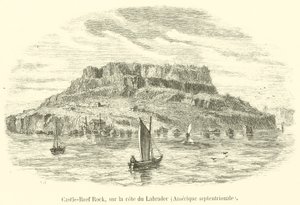 Castle-Reef Rock, an der Küste von Labrador, Nordamerika (Gravur) von French School