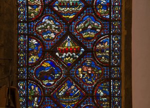 Kathedrale von Chartres, Buntglas: Leben von Noah, Detail der Arche Noah auf den Wellen von French School