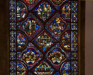 Kathedrale von Chartres, Buntglas: Leben von Noah, Detail (Mitte) von French School
