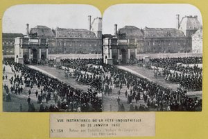 Feier der Industrie in den Tuilerien, Place du Carrousel, Paris, stereoskopische Ansicht, 25. Januar 1863 von French School