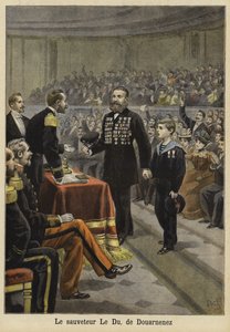 Zeremonie zu Ehren von Herrn Le Du, einem Retter aus Douarnenez, Bretagne, 1897 von French School