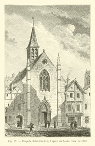 Kapelle Saint-Leufroi; nach einer Zeichnung von 1680 von French School