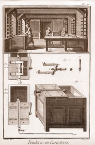 Schriftgießerei - „Die Große Enzyklopädie, oder Wörterbuch der Wissenschaften, Künste und Berufe“ von Denis Diderot (1713-1784) und Jean d