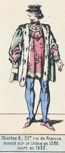 Karl VI., 53. König von Frankreich, bestieg den Thron 1380, gestorben 1422 von French School