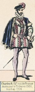 Karl IX, 61. König von Frankreich, bestieg den Thron 1560, gestorben 1574 (kolorierte Gravur) von French School
