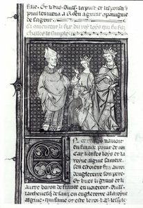 Karl III. der Einfältige mit seiner Frau und seinem Sohn Ludwig IV., 