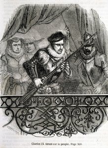 Karl IX. schießt auf das Volk - in „Histoire de France“ von L.-P. Anquetil von French School