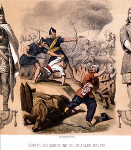 Karl Martell besiegt die Sarazenen bei Poitiers, 732. von French School
