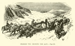 Karl VIII überquert die Alpen von French School