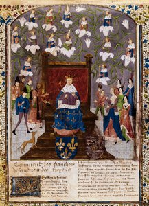 Karl VII. mit dem Stammbaum des Hauses Valois, aus den 