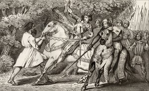 Karl VI. (1368-1412) der Wahnsinnige wird über einen Hinterhalt im Wald bei Angers informiert, aus 