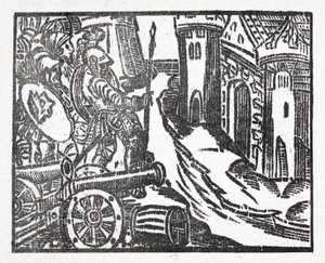 Karl verwendet eine Kanone bei der Belagerung des Schlosses von Aymon von French School