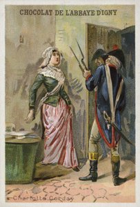 Charlotte Corday, Mörderin des französischen Revolutionärs Jean-Paul Marat von French School