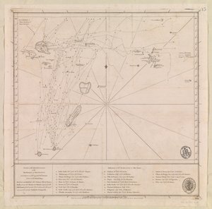 Karte des Archipels nördlich von Mauritius, erstellt 1776 von M le Victe Grenier Leutnant in der französischen Marine [einschließlich Seychellen, südlichste Malediven, Mauritius-Gruppe & Chagos-Archipel] von French School