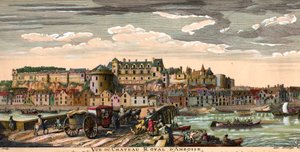 Schlösser der Loire: Ansicht des Schlosses von Amboise in Indre und Loire im 18. Jahrhundert. Epoche Gravur. Private Sammlung von French School