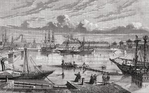 Cherbourg im 18. Jahrhundert, graviert von Le Breton nach Pibaraud, aus 