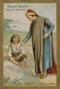 Chicorée Nouvelle Werbekarte, Cimabue entdeckt Giotto von French School