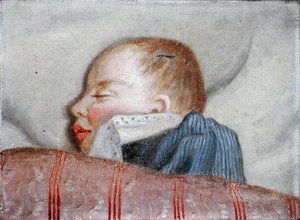 Schlafendes Kind, spätes 19. Jahrhundert von French School