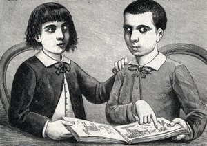 Kinder mit konvergentem und divergentem Strabismus oder Schielen (Gravur) 1888 von French School