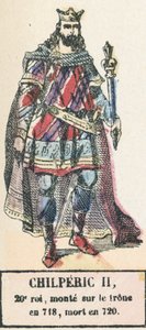 Chilperic II, 20. König, bestieg den Thron 718, gestorben 720 (kolorierte Gravur) von French School