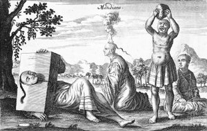 Chinesische Mendians, die selbstverletzende Handlungen ausführen, 1664