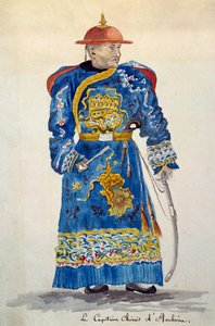 Chinesischer Kapitän von Ambon, Molukken, Aquarell von Jules-Louis Lejeune, basierend auf 