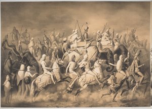 Chir Singh, Maharaja der Sikhs und König von Punjab mit seinem Gefolge auf der Jagd in der Nähe von Lahore, aus 