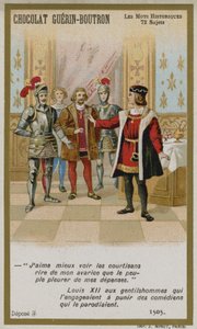 Chocolat Guerin-Boutron Handelskarte, Serie Historische Worte von French School
