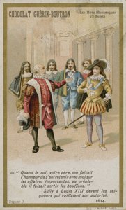 Chocolat Guerin-Boutron Handelskarte, Serie Historische Worte von French School