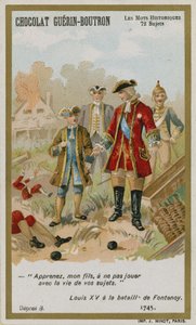 Chocolat Guerin-Boutron Handelskarte, Serie Historische Worte von French School