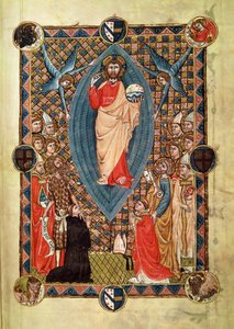 Christus in Majestät mit Heiligen, aus dem Pontifikale von Bischof Pierre de la Jugie, 1350