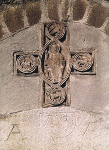 Christus in Majestät mit Symbolen der Evangelisten, 9.-10. Jahrhundert von French School