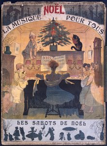 Weihnachtsclogs, Partitur von Weihnachtsliedern, ca. 1900-10 von French School