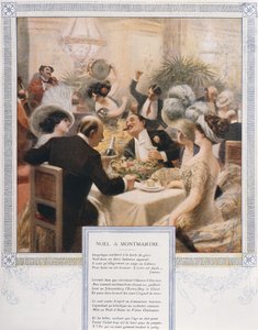 Weihnachten in Montmartre, Weihnachtsabendessen in einem luxuriösen Restaurant, ca. 1900 von French School