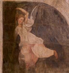 Kirche (Eglise Saint-Jean-Baptiste). Innenansicht. Kapelle Saint-Fursy. Wandmalereien. Die Verherrlichung Mariens (Fresko genannt der gute Tod). Anfang 17. Jahrhundert. von French School