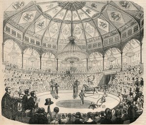 Cirque national des Champs Elysees im 19. Jahrhundert - Gravur in "Tableau-de-Paris" von Edmond Texier 1852