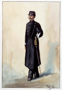 Stadtsergeant Polizeiuniform unter der Zweiten Republik. Aquarell um 1870 von French School