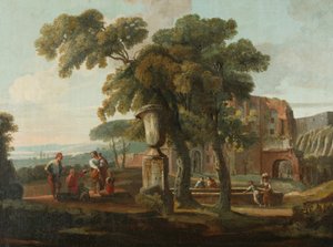 Klassische Landschaft mit Urne, ca. 1700 von French School