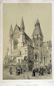 Klippe, Portal der St. Gervais Kirche (Saint Gervais) (Lithografie) von French School