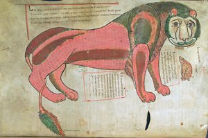 Der Löwe und das Schwein, aus Liber Floridus von Lambert de Saint-Omer, ca. 1120