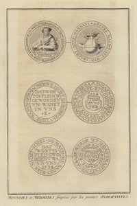 Münzen und Medaillen, geprägt von den ersten Täufern (Gravur) von French School