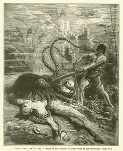 Kampf mit einem Oktopus (Gravur) von French School