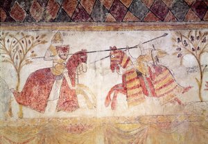 Kampf zwischen einem Anjou-König und Manfred, König von Sizilien (ca. 1232-66) nach 1265 von French School