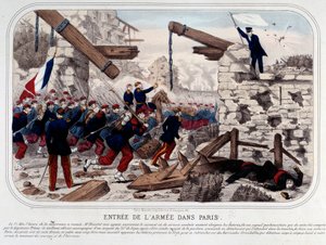 Pariser Kommune: Einzug der Versailler Armee in Paris. Gravur 1871. Paris, Musée Carnavalet