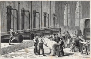 Kompressorapparat mit Druckluft für den Bau des Mont-Cenis-Tunnels nach Vorschlag von Jean Daniel (Jean-Daniel) Colladon - Gravur in „Sciences brought to the graces of all - physics and chemistry“ von Alexis Clerc - Ende des 19. Jahrhunderts - Pr