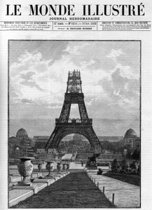 Bau des Eiffelturms (176 Meter) im Jahr 1888 in Paris