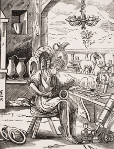 Kupferschmied, Reproduktion eines Holzschnitts von Jost Amman (1539-91) aus 