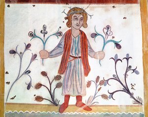 Kopie eines mittelalterlichen Originals, das den April darstellt, aus den Monatsarbeiten, aus der Chapelle de Pritz, Laval von French School